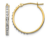Accent Diamond Hoop Hinged Earrings in 14K Yellow Gold (3/4 Inch)